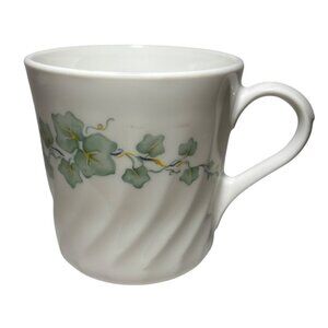 Corning USA White Swirl Callaway Ivy Pattern Coffee Mug 10 Oz